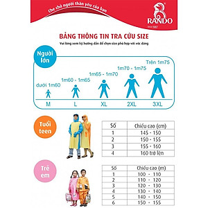 Áo Mưa Trẻ Em Bộ Ong Mật Rando CSPS-18 Size 3 (1.05 – 1.2 m)
