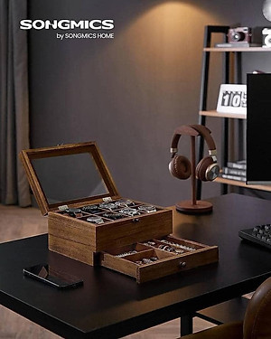 Hộp đựng đồng hồ gỗ Songmics 2 tầng - Đẳng cấp châu Âu Hàng chính hãng