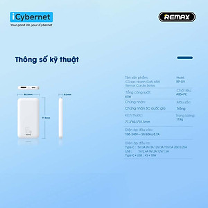 Củ sạc GaN 65W siêu nhỏ Remax RP-U9 - Hàng chính hãng