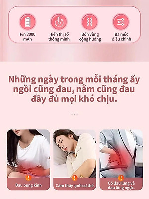 Máy chườm nóng hỗ trợ giảm đau bụng kinh có 3 mức nhiệt, Pin sạc UBS, món quà ý nghĩa tặng người yêu