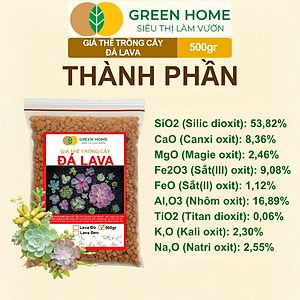 Đá Nham Thạch Lava GreenHome, Bao 500GR, Giá Thể Cho Thủy Sinh, Bonsai, Xương Rồng Màu Đỏ, Đen, Sạch Bụi