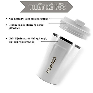 Cốc Giữ Nhiệt Coffeeholic Inox 304 Dung Tích 510ml Cao Cấp Kiểu Dáng Hàn Quốc Cầm Tay Sang Trọng- Hàng Chính Hãng