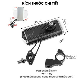 Gương Chiếu Hậu Xe Đạp quan sát chiếu hậu xe đạp/ xe đạp điện 360 độ (2 chiếc/ bộ), chất liệu hợp kim nhôm (đã kèm theo pad chân gương lỗ 8mm) - Mai Lee