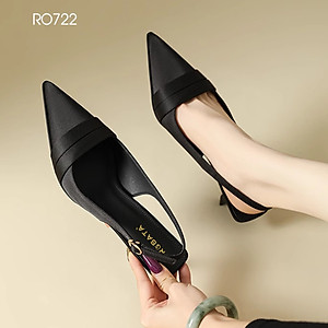 Giày cao gót nữ quai sau ROSATA RO722 - 6p - Đen, Hồng - HÀNG VIỆT NAM-BKSTORE