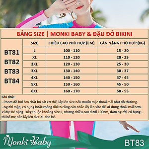 Áo tắm bé gái liền thân quần dài, áo dài tay chống nắng, thun bơi lạnh cao cấp co giãn cao, chuẩn form tôn dáng, có size lớn đến 50kg | BT83