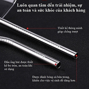 Combo 4 Ống Hút Inox 304 Kèm Cọ Rửa - Hàng Loại 1 - Chính Hãng MINIIN