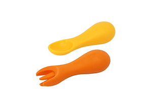 Bộ thìa nĩa tập ăn silicon cho bé Palm Grasp Marcus & Marcus, từ 12 tháng
