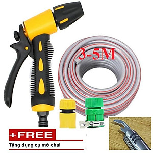 Bộ dây vòi xịt nước rửa xe, tưới cây . tăng áp 3 lần, loại 3m, 5m 206319P cút sập,nối vàng+ tặng mở chai