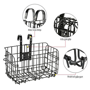Giỏ Xe Đạp Gắn Trước Có Thể Gập Gọn Chất Liệu Kim Loại Kích Thước 33x20x20cm Mai Lee