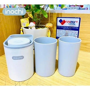 Kệ treo bàn chải đánh răng đa năng Nachi 2 cốc chất liệu nhựa nguyên sinh an toàn - Chính hãng inochi ( Tặng kèm khăn lau pakasa) Giao màu ngẫu nhiên