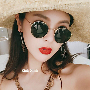 Kính râm, Kính mát Nam Mắt Tròn Nhỏ Tròng Thủy Tinh Cao Cấp + Tặng Phụ kiện kính