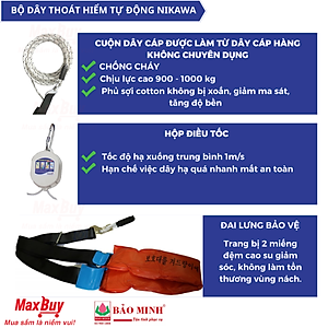 Dây Thoát Hiểm Cá Nhân Nikawa KDD-9F (27m) - Tặng Giá Treo Móc Nikawa HY-01