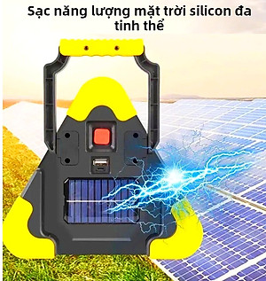Đèn Cảnh Báo Tam Giác SOS LED COB Pin 6400mAh Sạc Năng Lượng Mặt Trời Cho Xe Đường Dài Tàu Thuyền Biển Báo Công Trình