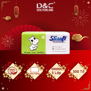 Giấy ăn Slisoft Trắng 100 tờ x 3 lớp, khăn giấy khô thân thiện môi trường không chất tẩy trắng an toàn cho cả gia đình