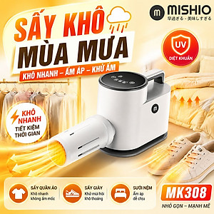 Máy Sấy Quần Áo, Chăn Nệm, Giày Mishio MK308 có chức năng diệt khuẩn UV - Hàng chính hãng