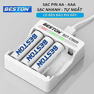 Bộ Sạc Pin AA, AAA Beston C9009 Tự ngắt khi đầy Sạc Nhanh Có Đèn báo đầy độc lập từng pin, pin sạc chính hãng