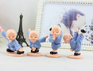 Combo 4 Tượng Chú Tiểu Đánh Võ Dễ Thương Trang Trí Xe Hơi, Bàn Làm Việc, Bonsai PaKaSa