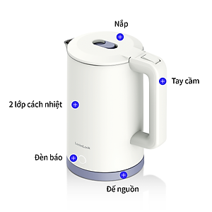 Ấm Đun Siêu Tốc LocknLock EJK728IVY 1.7L 1850-2200W, Hàng Chính Hãng, Nút Kéo Mở Nắp - JoyMall