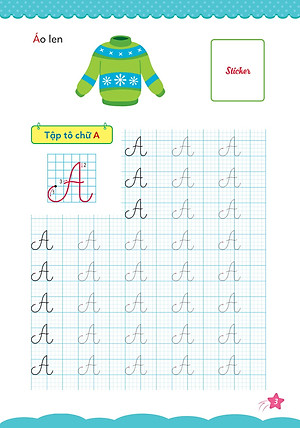 Sách Cùng Khủng Long Tập Viết Chữ Cơ Bản - Chữ Cái Tiếng Việt Viết Hoa - Quyển 6 - Sticker Bé Trai