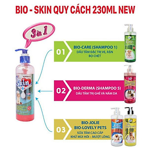 Sữa tắm trị ghẻ, nấm da, ve rận, mượt lông chó Bio Skin (230ml)