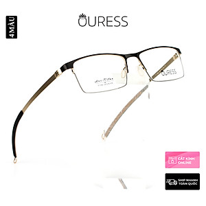 Gọng kính titanium T1182 nửa khung thời trang nam cao cấp siêu nhẹ siêu bền OURESS