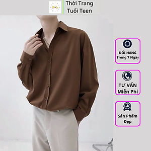 Áo sơ mi nam form rộng tay dài kiểu trẻ trung hàn quốc chất lụa mềm mịn mát ít nhăn- MRD04