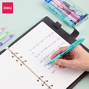 Bút bi bấm ngòi 0.7mm mực xanh Deli - Màu sắc theo lựa chọn -  1 chiếc - EQ199-BL