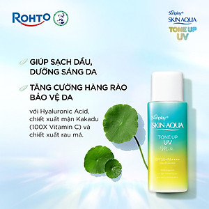 Kem chống nắng nâng tông Skin Aqua Tone up Mint Green cho da trắng có khuyết điểm đỏ, dạng sữa Sunplay Skin Aqua Tone Up UV Milk Mint Green SPF 50+ PA++++ 50g
