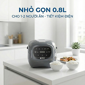 Nồi Cơm Điện Sứ Dưỡng Sinh Mishio MK365 lòng sứ nguyên chất 0.8L không chứa chất chống dính - Hàng chính hãng