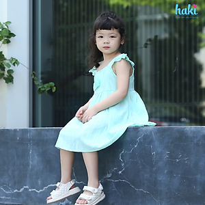 Đầm bé gái cổ vuông tay cánh tiên HAKI, váy bé gái, đầm mùa hè cho bé gái, váy hè, đầm thiết kế cho bé HK525 (10-27kg)