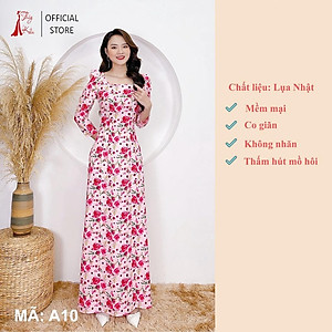 Áo dài cách tân nữ thiết kế cổ vuông tay bồng đẹp may sẵn A10 Thúy Kiều mềm mại co giãn
