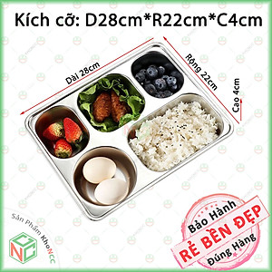 (Bền Bỉ) Khay Cơm Inox 5 Ngăn Tiện Dụng KhoNCC Hàng Chính Hãng - Chống Gỉ An Toàn Sạch Sẽ - Không Vỡ Phù Hợp Cho Cả Trẻ - KLM-KCI5N