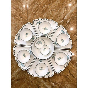 Bát đĩa hoa mặt trời sứ Bát Tràng