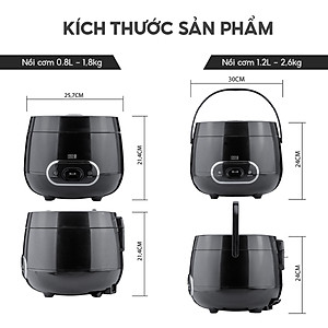 Nồi cơm điện Lebenlang LBL0589 dung tích 1200ml, công suất 500W, thiết kế đơn giản hiện đại - hàng chính hãng