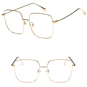 Kính Mát Nam Nữ Mắt Vuông Bản To Kim Loại Chống Nắng UV, Chống Ánh Sáng Xanh Ulzzang Hàn Quốc