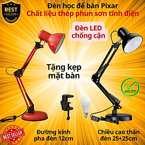 Đèn học PIXAR Bóng LED Chống Cận Bảo Vệ Mắt Có Tặng Kẹp Bàn Chắc Chắn ĐK 12cm Chất Liệu Thép Phun Sơn Tĩnh Điện D Danido