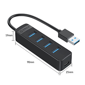 Bộ chia 4 cổng USB 3.0 có cổng cấp nguồn phụ Orico TWU3-4A - Hàng Chính Hãng