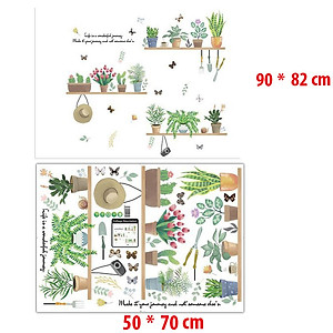 Decal giấy dán tường kệ xương rồng  XL7249