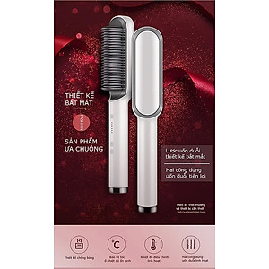 Lược Điện Chải Tóc, Công Suất 45W, Giúp Tóc Bồng Bềnh, Óng Mượt; Làm Xoăn, Duỗi Thẳng Dễ Dàng, Có Đèn Cảnh Báo Nhiệt Độ, Tăng Giảm Nhiệt Độ Dễ Dàng- Hàng Chính Hãng