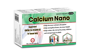 Combo 2 Hộp Calcium Nano bổ sung canxi, vitamin D3, omega 3 tăng chiều cao - Hộp 30 viên  (màu ngẫu nhiên)