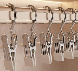 Set 10 Móc Kẹp Treo Quần Áo, Móc Kẹp Đa Năng Chất Liệu Thép Không Gỉ Tiết Kiệm Diện Tích - Giao màu ngẫu nhiên