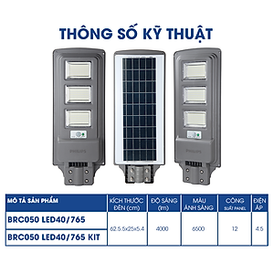 Đèn đường Philips Deco Solar All-in-One streetlight BRC050 LED40/ LED20/ LED10 (KIT/ NOT)