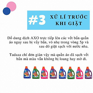 Combo 2-8 Chai Nước tẩy quần áo màu AXO đánh bay vết bẩn chai 1,8 Lít lưu hương thơm mát