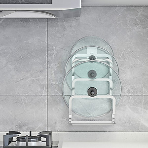 Kệ để nắp vung nồi 3 tầng inox 304 dán tường Hobby home decor TT03