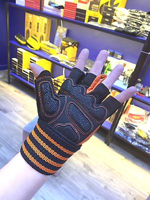 Găng Tay tập Gym Có dây Quấn Trợ Lực Cổ Tay VNS002 (WEIGHT LIFTING GLOVES), Găng Tay Tập Gym Cao Cấp Có Phủ Da Trên Mu bàn Tay, Chống Chai Sần Lòng Bàn Tay, Bảo Vệ Khớp Cổ Tay