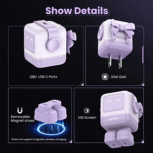 Củ sạc nhanh Robot GaN Nexode Mini 30W Ugreen CD359 , 65W Ugreen CD244 | Tương thích Apple, Samsung , Xiaomi | Bảo hành 18 tháng - Hàng Chính Hãng