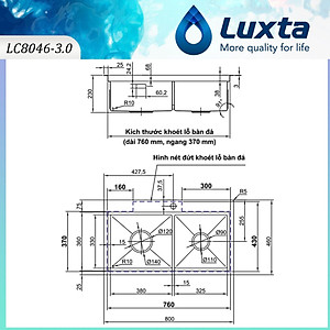 Chậu Rửa Bát Chính Hãng LUXTA LC8046-3.0 INOX 304 CHỐNG GỈ SÉT