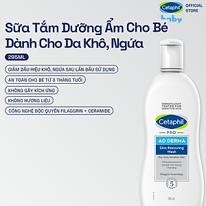 Sữa tắm dưỡng ẩm cho viêm da cơ địa Cetaphil Pro AD Derma Wash 295ml