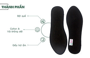 Lót giày vải cotton viền đen Hương Quế CI-13 làm từ vải cotton - bột quế giúp hút ẩm - khử mùi - phòng cảm cúm và cải thiện sức khoẻ