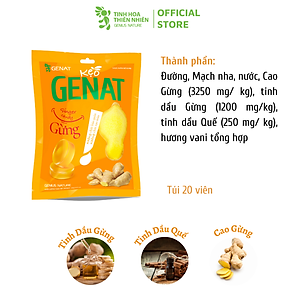 kẹo Genat Gừng (Túi 20 viên) - Tinh Hoa Thiên Nhiên